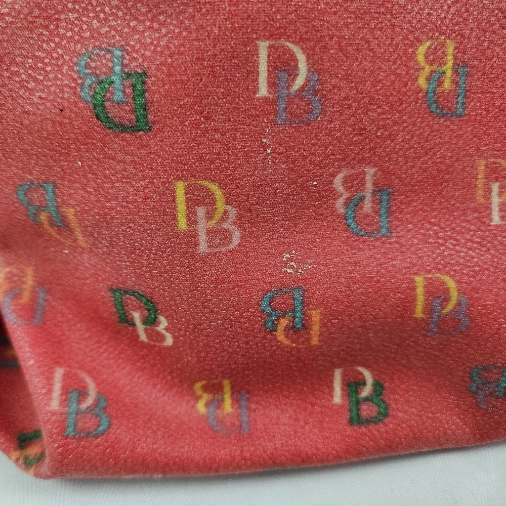 Vintage Dooney & Bourke Handbag Logo Red Rainbow Monogram IT Tassel Tote Satchel